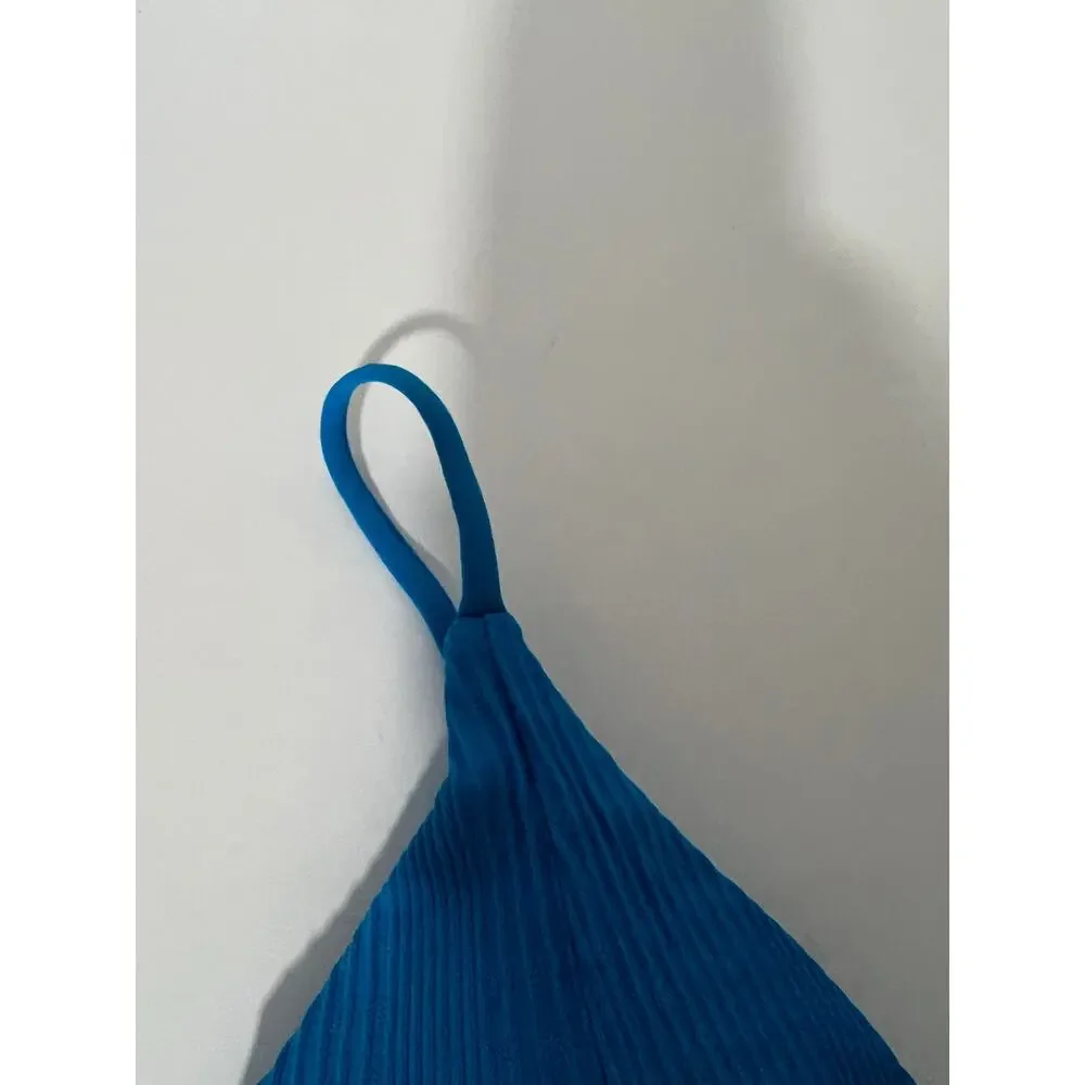 NWT L*Space Women's Ribbed Pointelle Winnie Bikini Swim Top Electric Blue Size M